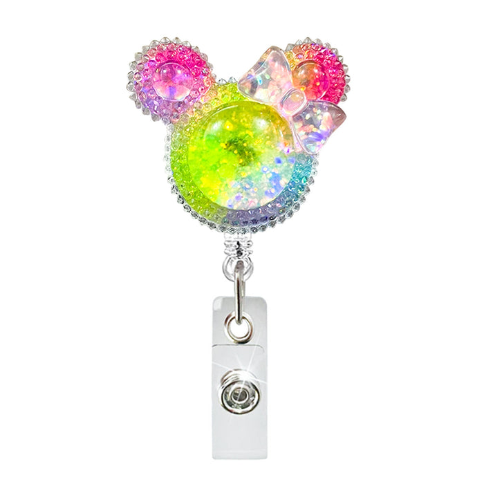 Wholesale Crystal Patch Acrylic Glitter Badge Scroll Retractable Keychain JDC-KC-QiDing018