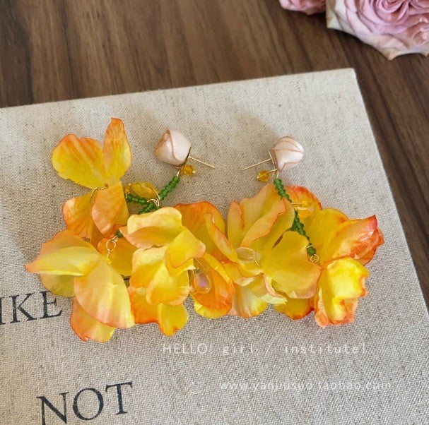 Wholesale Tassel flower earrings, niche earrings, exquisite temperament earrings