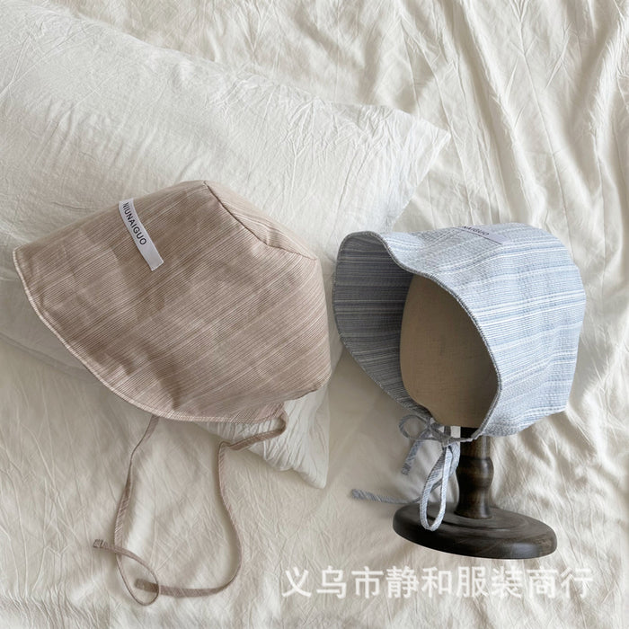 Wholesale Minimally striped tie with back opening sun protection and wide eave sun protection