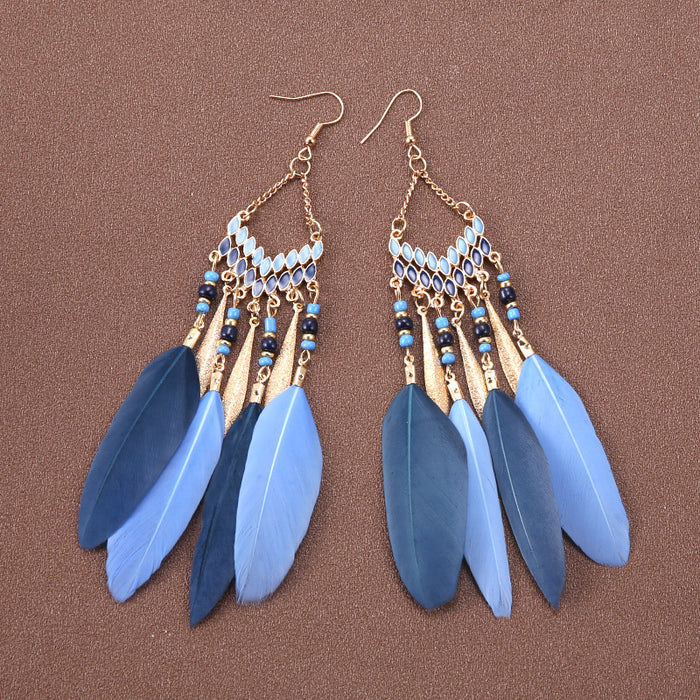 Wholesale Alloy Bohemian Feather Earrings JDC-ES-Gumi010