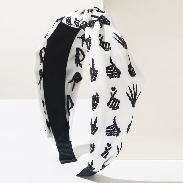 Wholesale  Cloth Hair Headband With Pumpkin Skull Print Party Hair Accessory For Festival Stylish Gift Boutique Resale