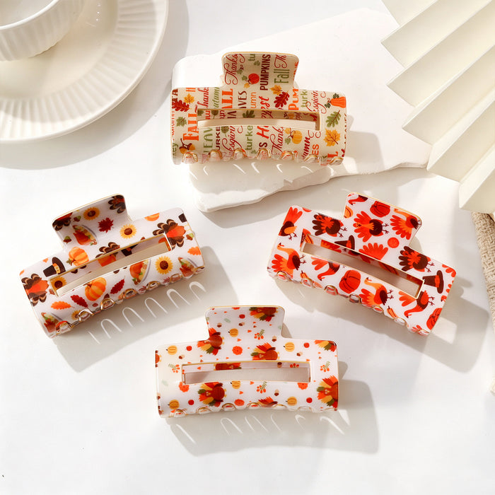 Wholesale Thanksgiving Retro Turkey Claw Hair Clip Cream White PVC Women S Fashion Hair Accessory For Everyday Styling Or Boutique Resale