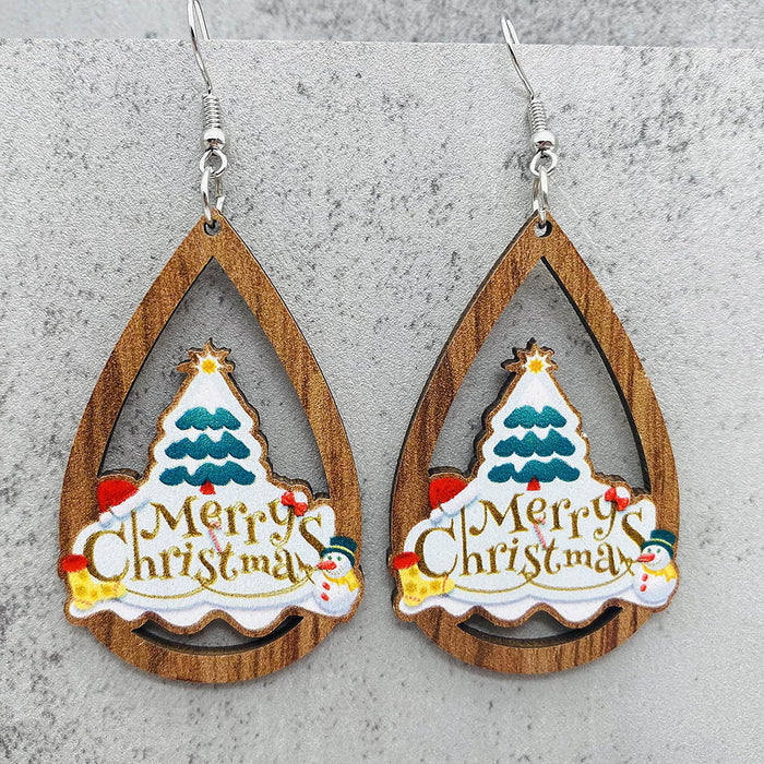 Wholesale  Bell Red Car Water Drop Wooden Earrings Christmas Accessories