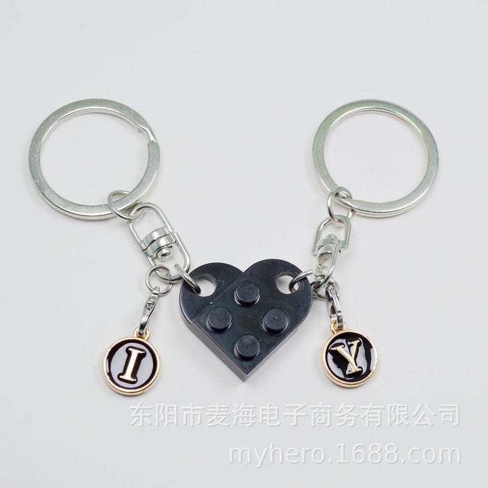 Wholesale Alloy Letter Pendant 2 in 1 Detachable Love Building Block Keychain JDC-KC-Maih003