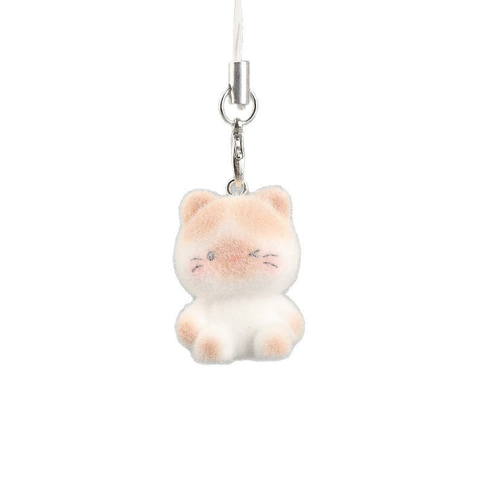 Wholesale Flocked cat pendant resin cartoon keychain