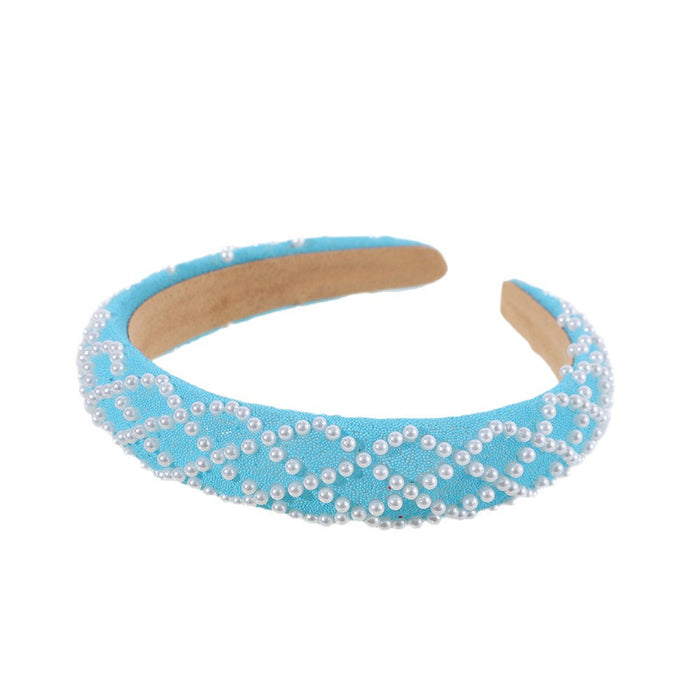 Wholesale Sponge wide-brimmed headband inlaid with pearls,  light luxury and high-end headband for women,  showing temperament hair accessories