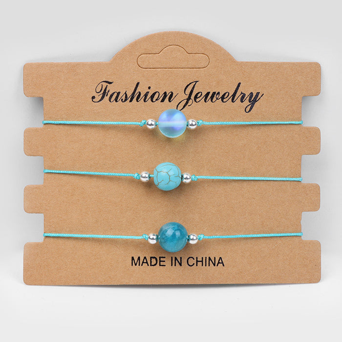 Wholesale Handmade Braided Rope Agate Stone Couple Bracelet Geometric Chic Gift For Everyday Wear Fashion Accessory