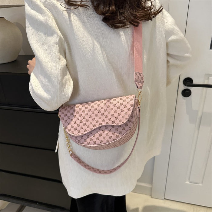 Wholesale PVC Wide Shoulder Strap Semi-circular Simple Shoulder Bag  JDC-SD-Runq002