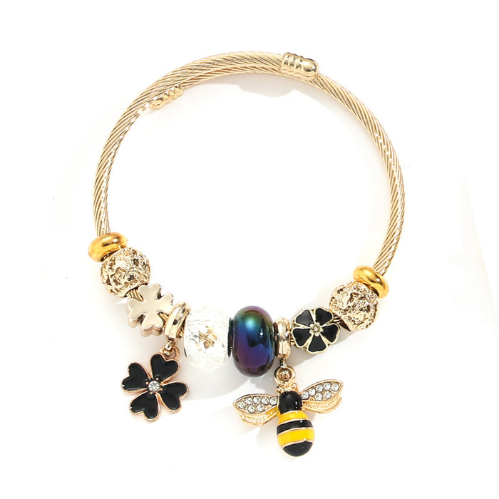 Wholesale Diamond Bee Flower Alloy Bracelet JDC-BT-xiaobo006