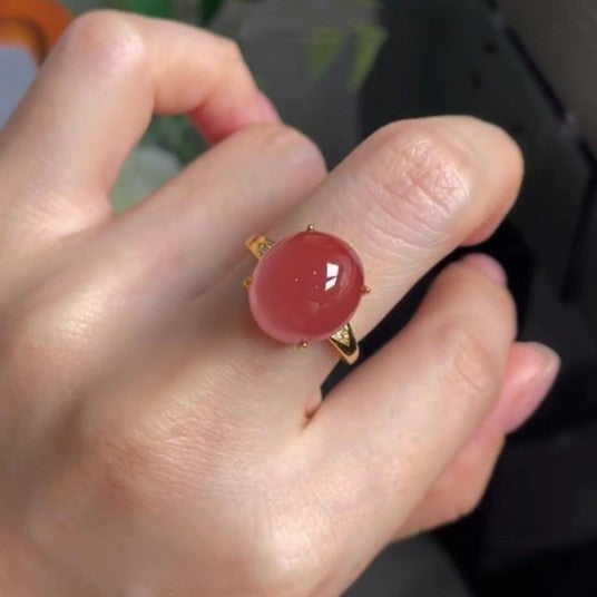 Wholesale women' s red ice transparent egg noodle index finger ring