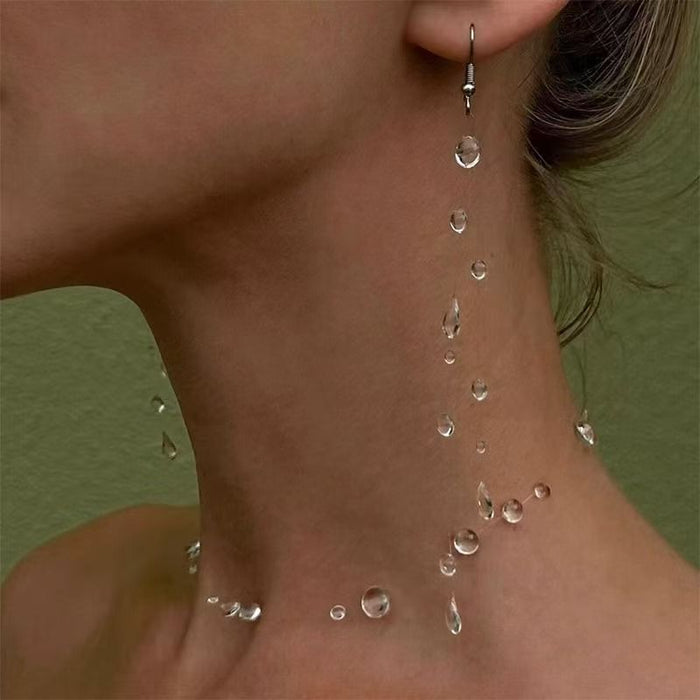 Wholesale Ice dewdrop necklace with niche design, extremely simple and high-end water droplet earrings