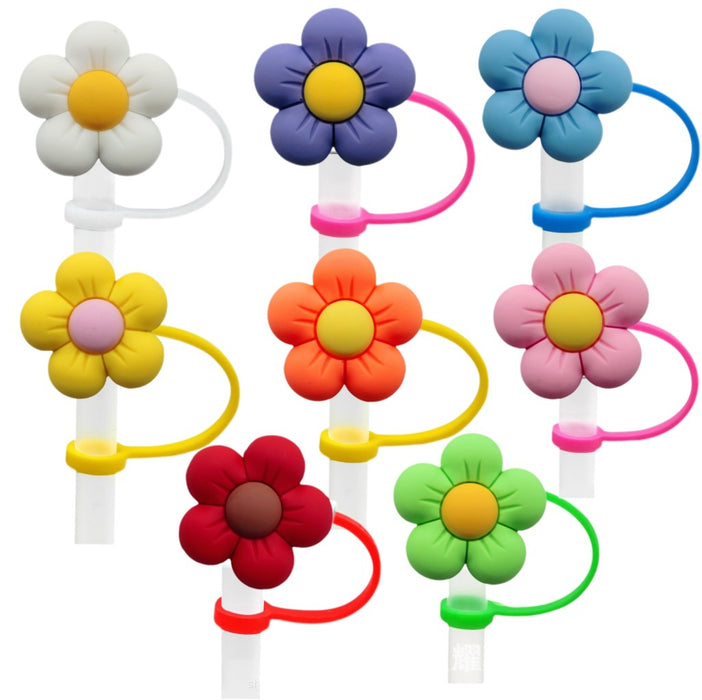 Wholesale New Colorful Flower Series Straw Cap Creative DIY Straw Stopper Reusable Straw Decorative Straw Cover