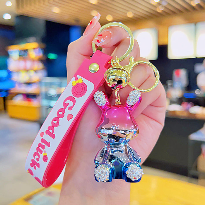 Al por mayor electroplation Sitting Diamond Rabbit Keychain JDC-KC-YDAO096