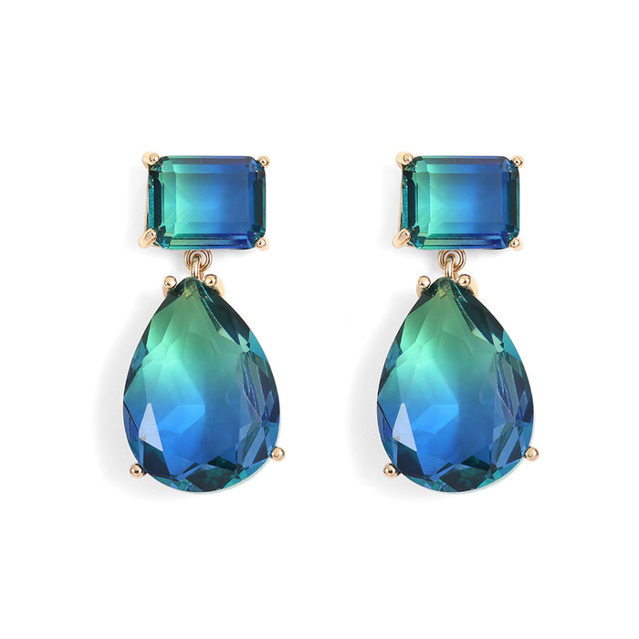 Wholesale Synthetic Paraiba Sapphire Earrings with Simple Square Geometry Zircon Earrings