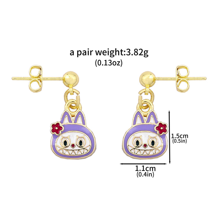 Wholesale Necklace Earrings  Cartoon Cute Metal Enamel Set Pendant Ear Pin Holiday Gift