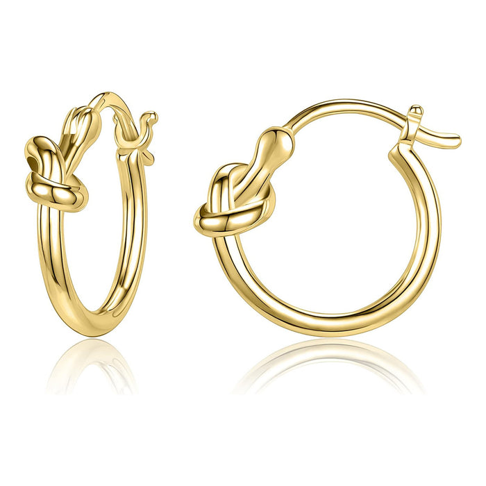 Wholesale Stainless Steel Light Luxury Knotted Wire Hoop Earrings