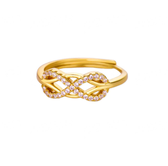Wholesale Stainless Steel Geometric Open Ring with Micro-Set Zircon Gold Finish Trendy