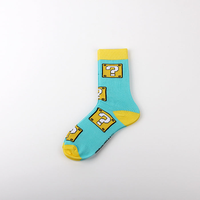 Wholesale Leisure sports jacquard youth women's cotton couple mid tube socks men's trendy socks