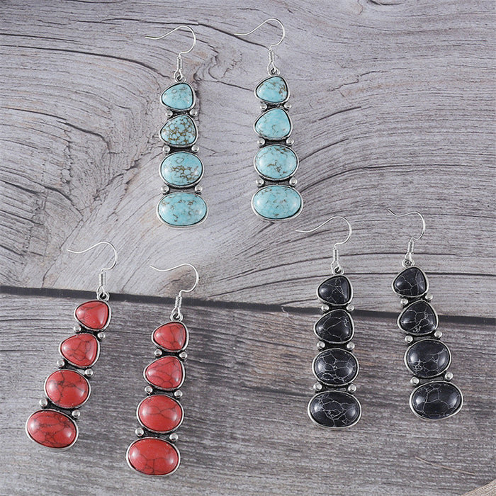 Wholesale 2pcs Bohemian Retro Turquoise Statemente Earrings