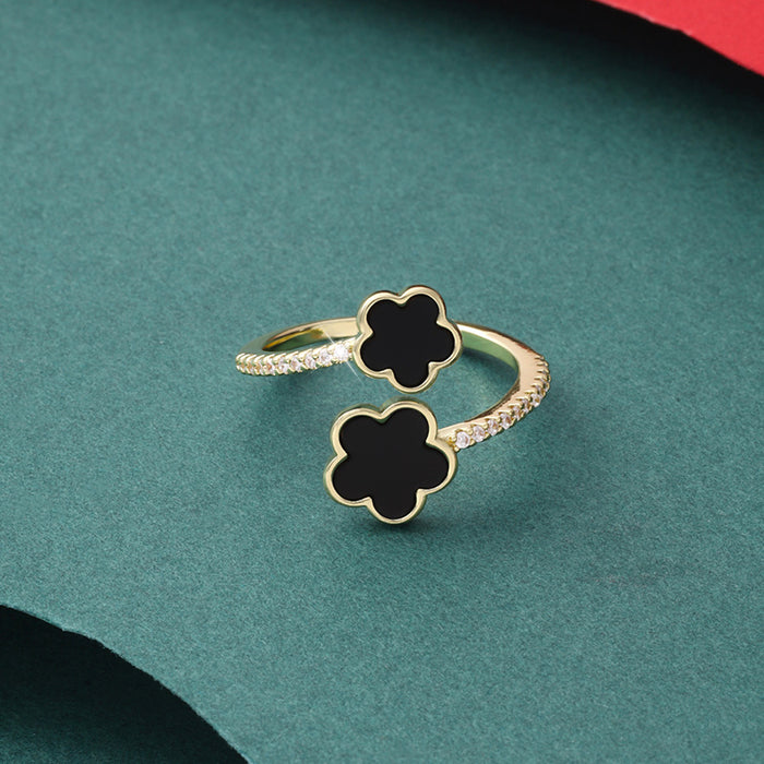 Wholesale Alloy Five Petal Flower Open Ring JDC-RS-ZhuoM003