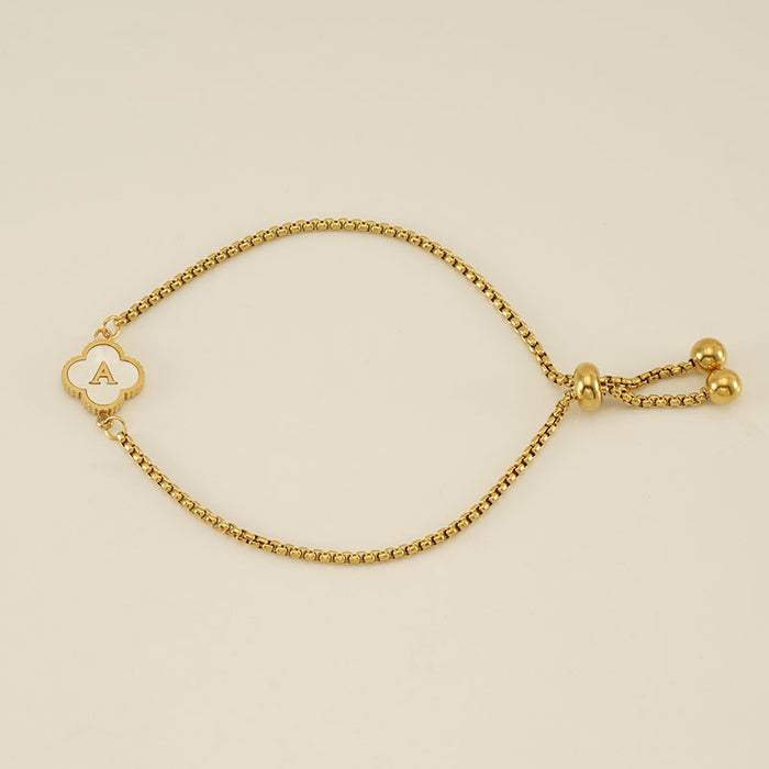 Wholesale Stainless Steel Seashell Four-Leaf Clover Letter Bracelet