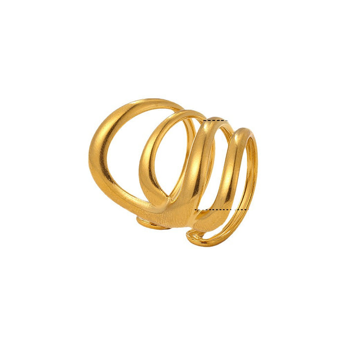 Wholesale Simple geometric irregular shaped ring with adjustable opening, titanium steel non fading ring, stainless steel open ring