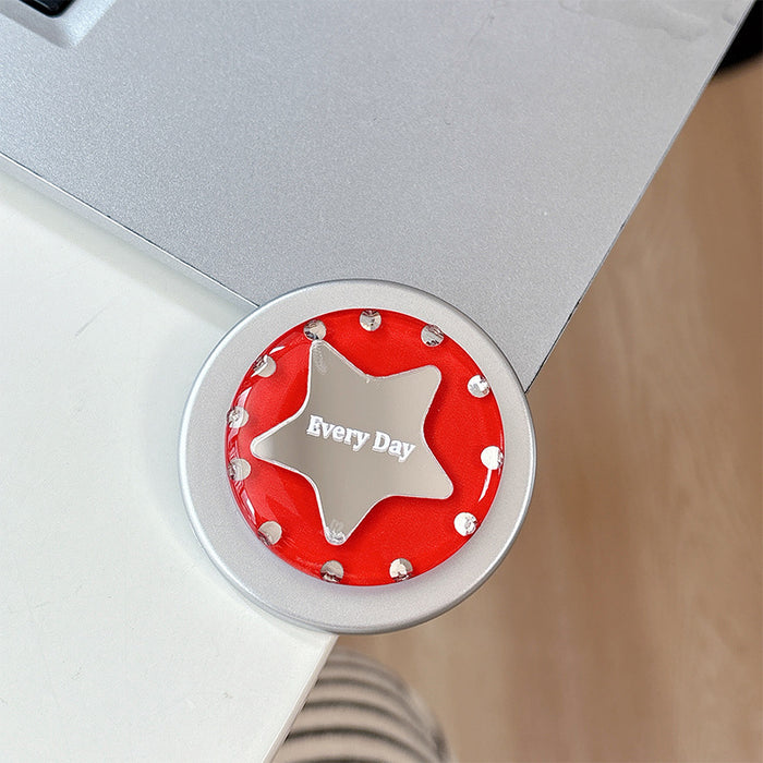 Wholesale Simple Star Design Desktop Retractable Phone Holder with Rhinestone Mirror