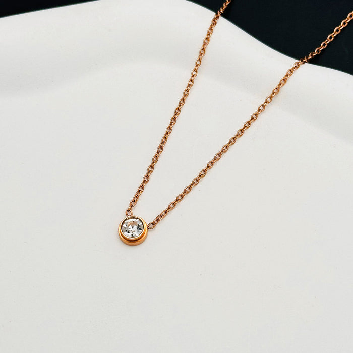 Wholesale Single Diamond Pendant Titanium Steel Necklace JDC-NE-MeiCheng009