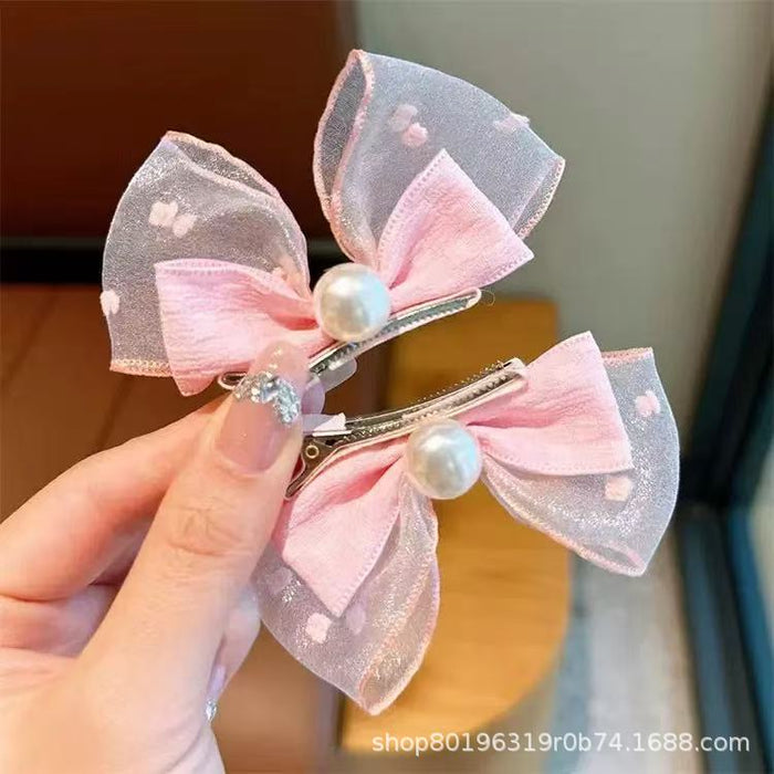Wholesale Children' s Cloth Strawberry Hair Clips Pink 2-Piece Set Cute Hair Accessory