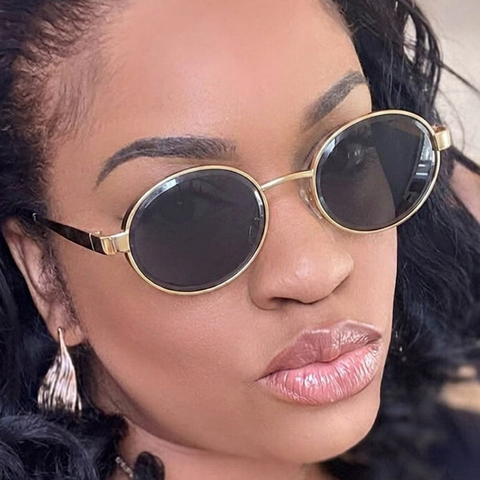 Wholesale Retro Punk Oval Metal Sunglasses Fashion UV400 Sunscreen