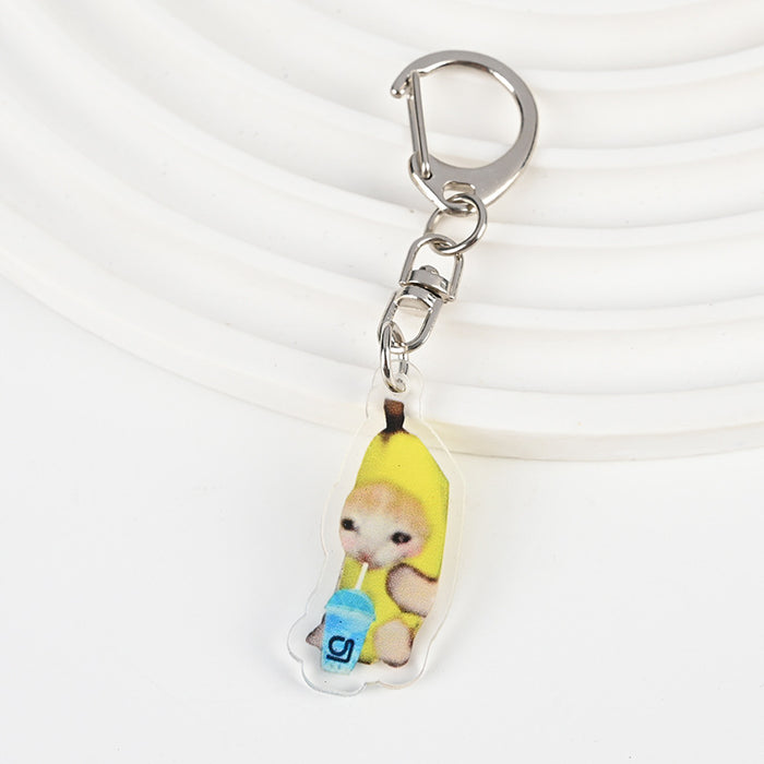 Wholesale Acrylic Cat Banana Cat Keychain JDC-KC-XBK001