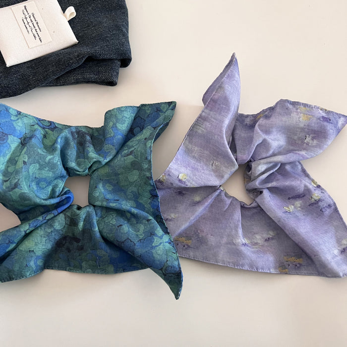 Wholesale Retro niche square scarf headband with high-end temperament, hair tie at the back of the head, headband, ponytail, rubber band hair accessory