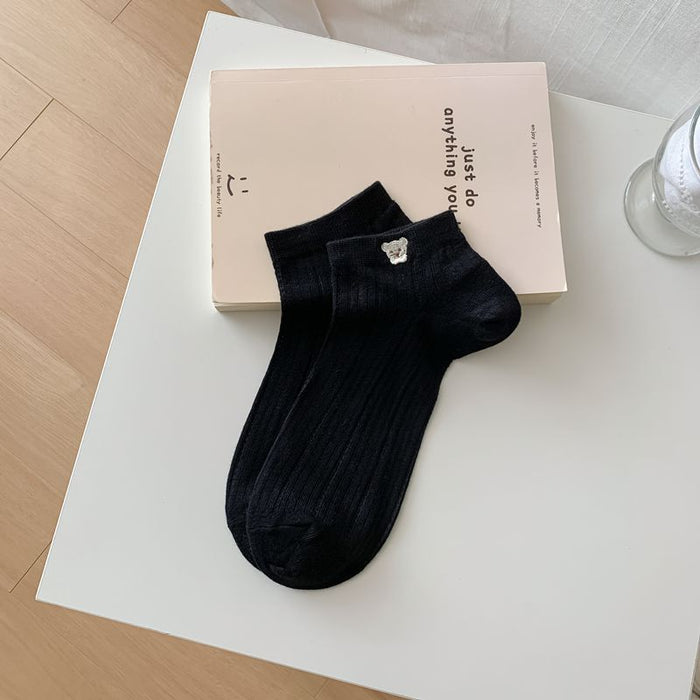 Wholesale Exquisite embroidery cute cartoon boat socks versatile breathable boneless short socks