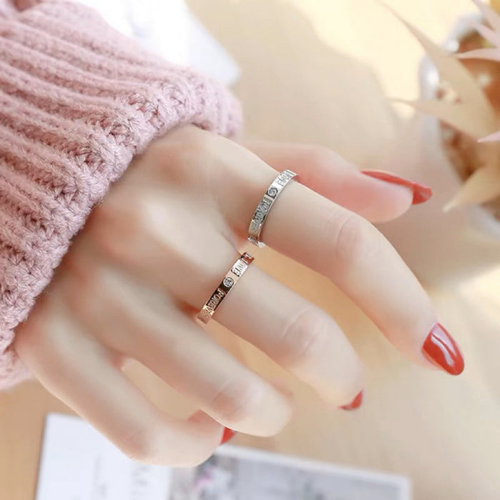 Wholesale English letter ring with diamond inlay