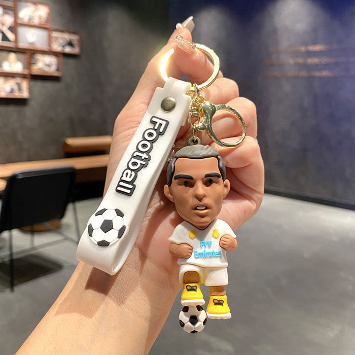 Wholesale Metal Soccer Star Cartoon Keychain Decorative Car Key Accessory MOQ≥2