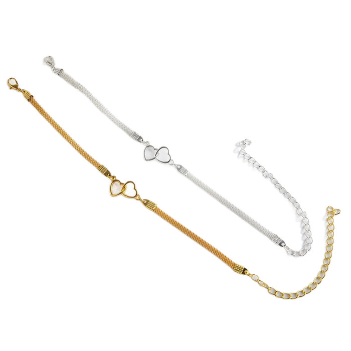 Wholesale Double Heart Anklet Beach Vacation Style Fashion Accessory