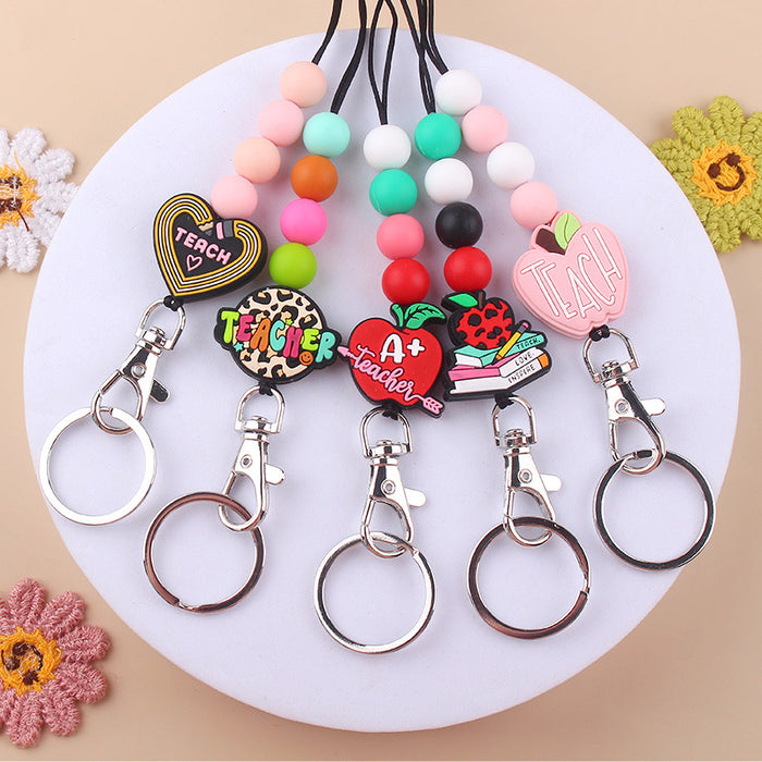 Wholesale Silicone Teacher's Day Lanyard Keychain JDC-KC-GuangTian023