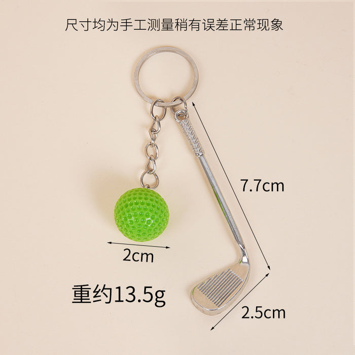 Wholesale Metal Golf Ball And Club Keychain Bag Charm Stylish Couple Gift Car Key Accessory MOQ≥2