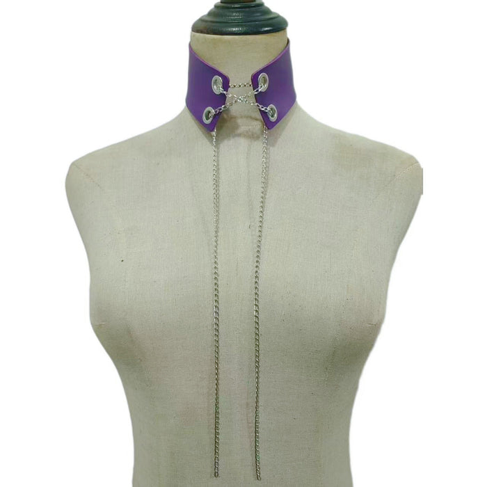 Wholesale New metal chain strap necklace necklace with PU leather collar, cute punk collar necklace accessories