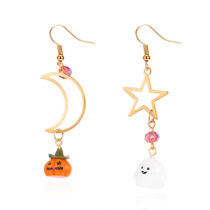 Wholesale Asymmetric Long Earrings Stars Moon Ghost Pumpkin Alloy