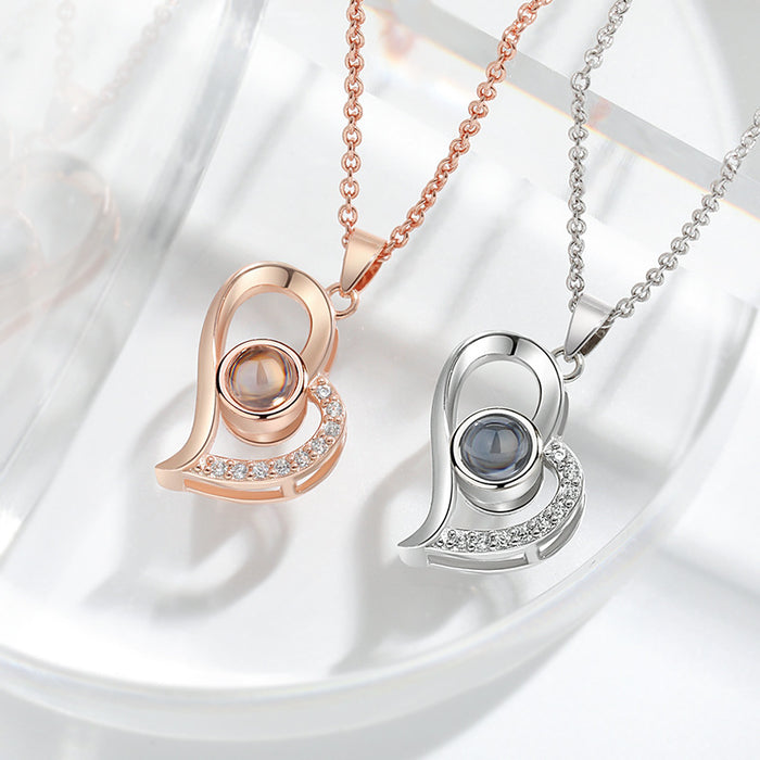 Wholesale LOVE memory clavicle chain LOVE projection Stone LOVE necklace