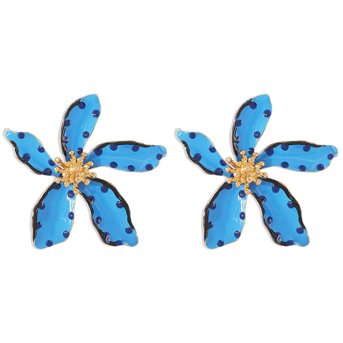 Wholesale Alloy Drop Oil Flower Polka Dot Earrings JDC-ES-QianDi028