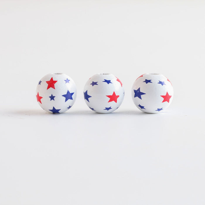 Wholesale of 10PCS/PACK Independence Day Wreath Printed Wooden Beads JDC-BDS-DianJin026