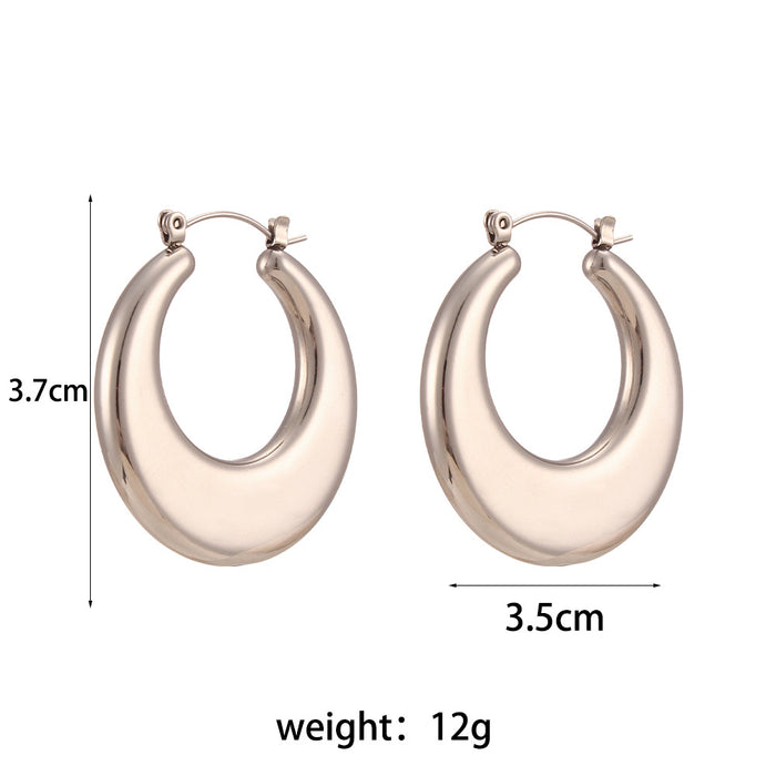 Wholesale Stainless Steel Plated 18K Solid Smooth Earrings JDC-ES-MengJ005