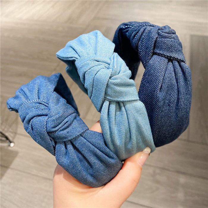 Wholesale Denim Blue Fabric Headband JDC-HD-HonW001