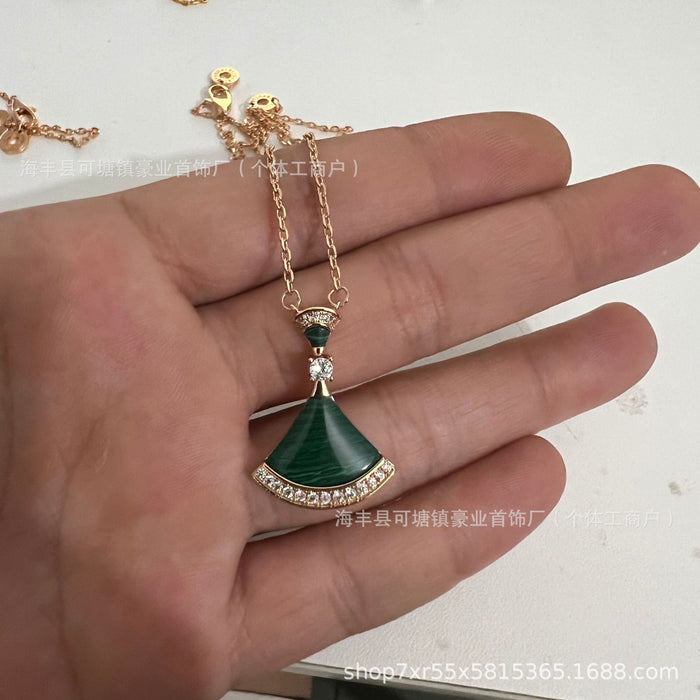 Wholesale  V gold high version small skirt necklace female white fritillary fan rose gold pendant clavicle chain