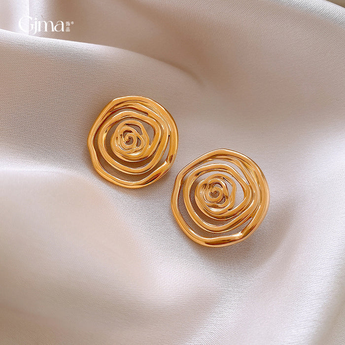 Wholesale Titanium Steel Stainless Steel Irregular Ring Twisted Earrings Earrings