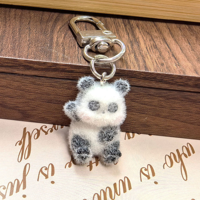 Wholesale Plush 3D Rabbit Penguin Bear Goat Animal Ornament Pendant DIY Cute Plush Earrings Keychain Accessories