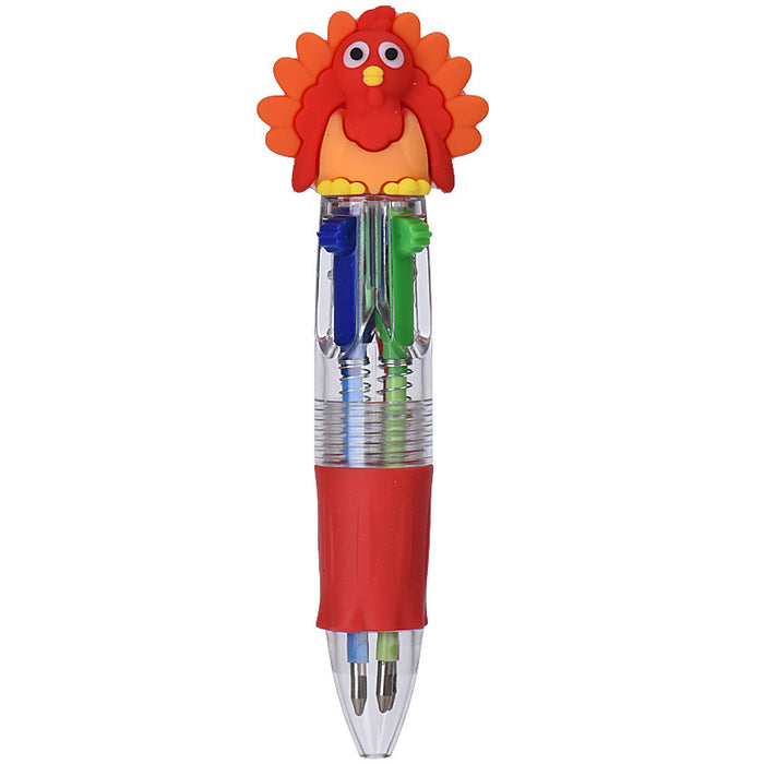 Wholesale Cute Thanksgiving Mini Four-color Ballpoint Pen Children' s Multicolor Hand Journal Marker Pen Student Stationery