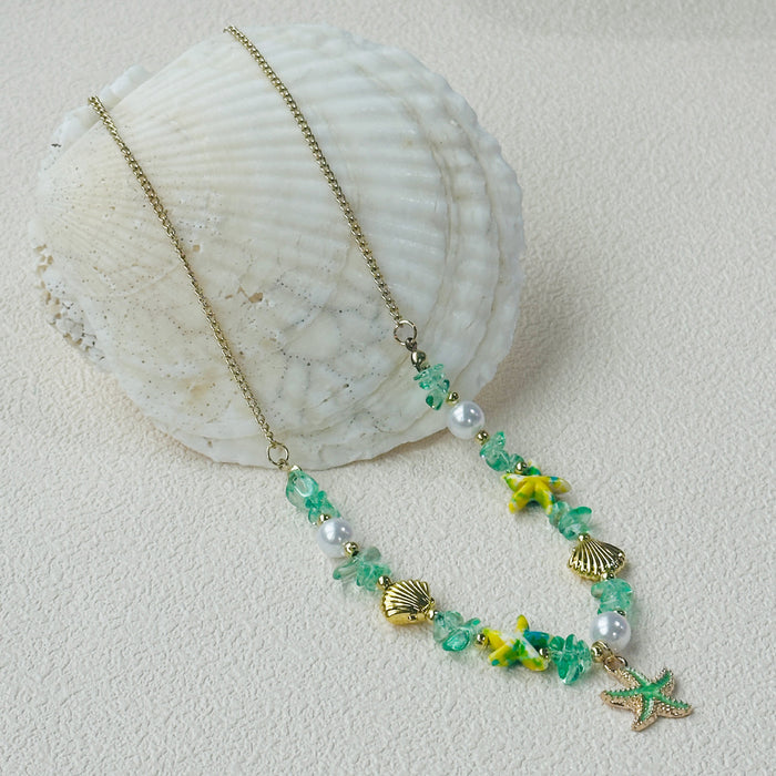 Wholesale Candy Color Shell Beaded Necklace Women Summer Necklace Chain